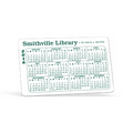 Biodegradable White Vinyl Plastic Horizontal Calendar Card w/ Lined Blocks (0.015" Thick)